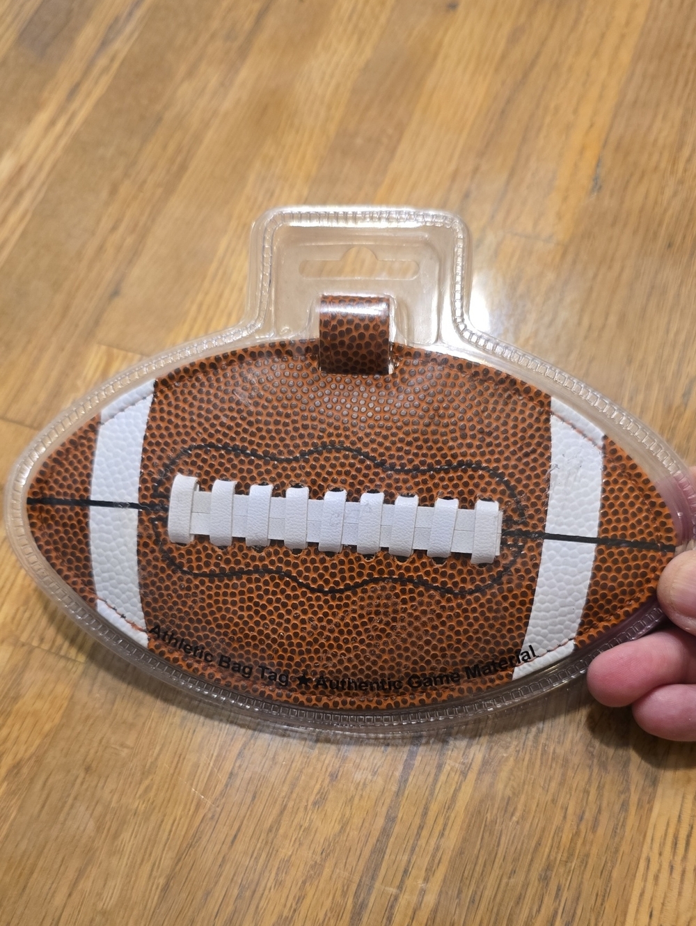 Source Unknown Brown Football Luggage Tag